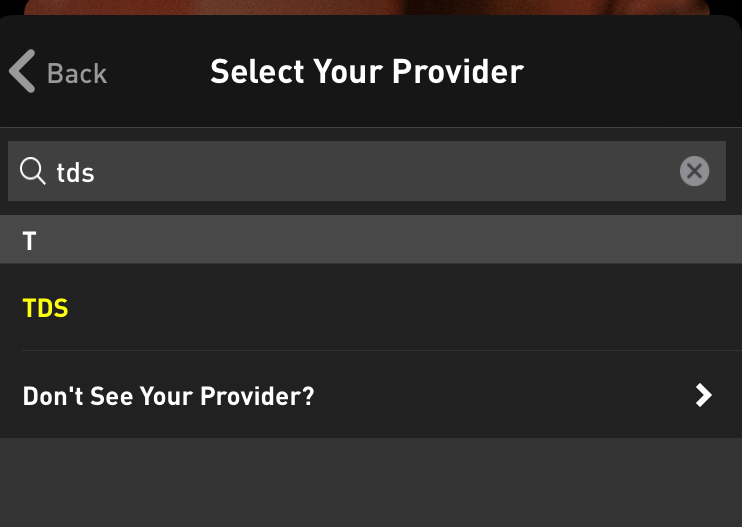 TV Everywhere App Select Provider