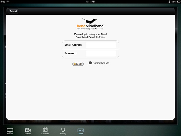 TV Everywhere App Provider Login Page