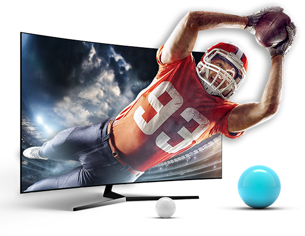 Image of a TV with a football player coming out of it