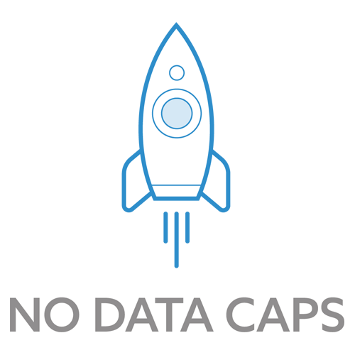 Rocket graphic with No Data Caps on the bottom