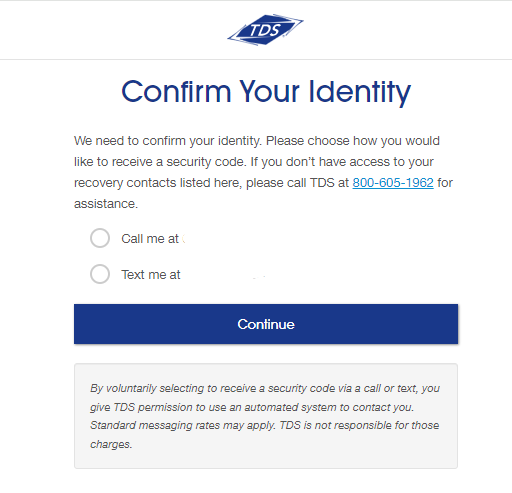 Confirm your identity call or text