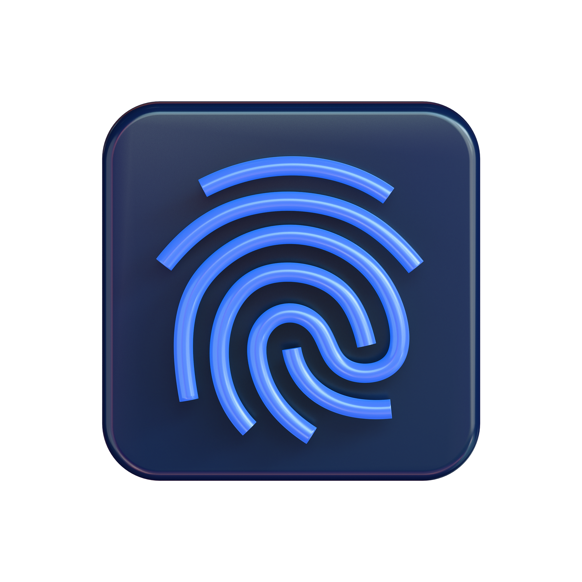 A square with a symbol of a fingerprint inside