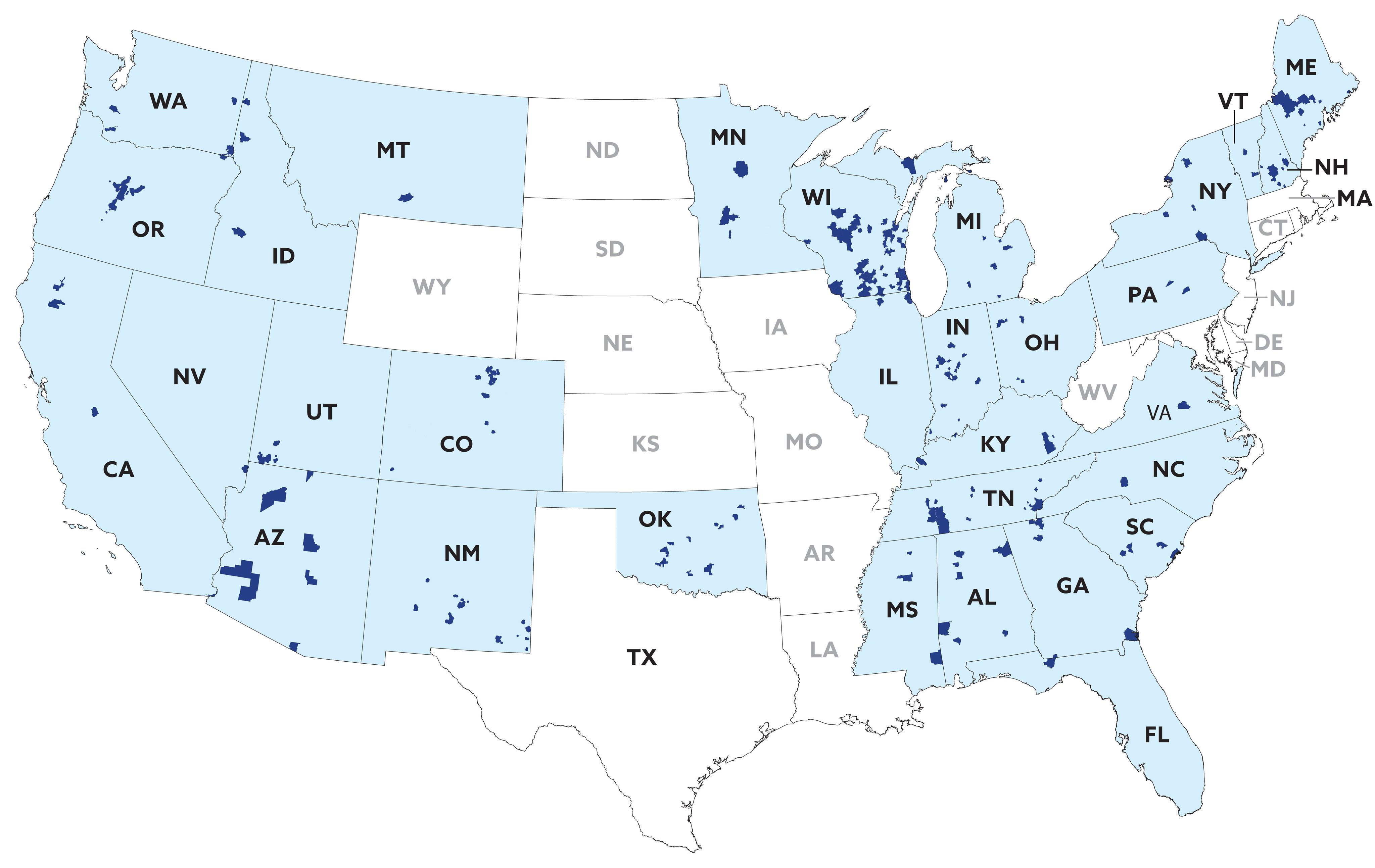 TDS Service Locations Map TDS Service Locations Map