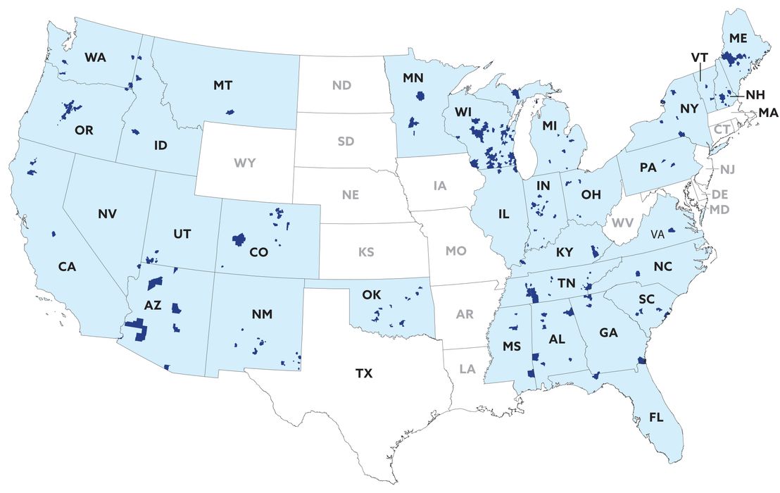 TDS Service Locations Map