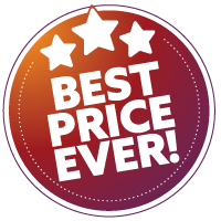 Circle badge withe three stars on top and Best Price Ever! underneath