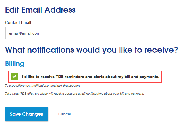 Can I get reminders about paying my bill? | TDS
