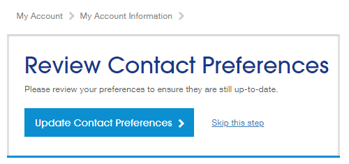 Review contact preferences Screenshot