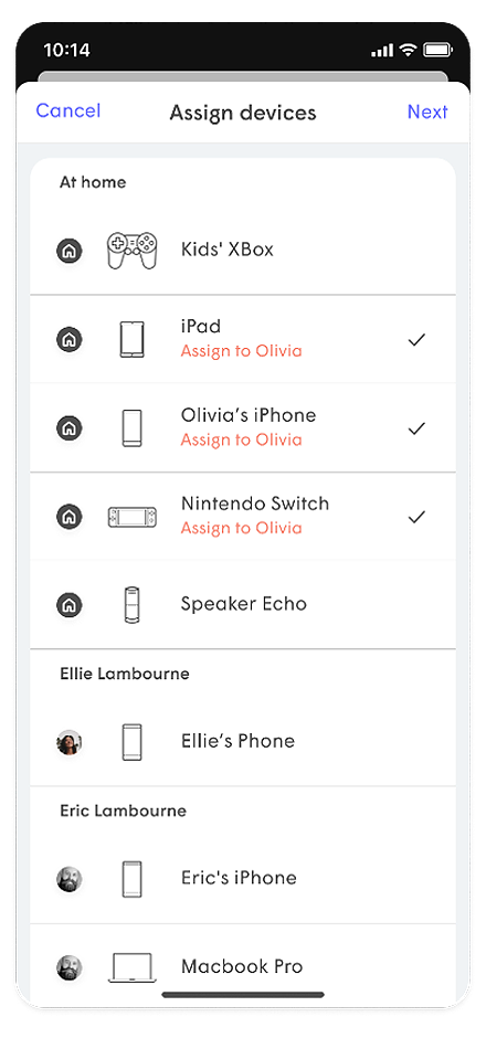 Assign devices settings page