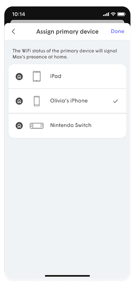 Assign primary device settings page