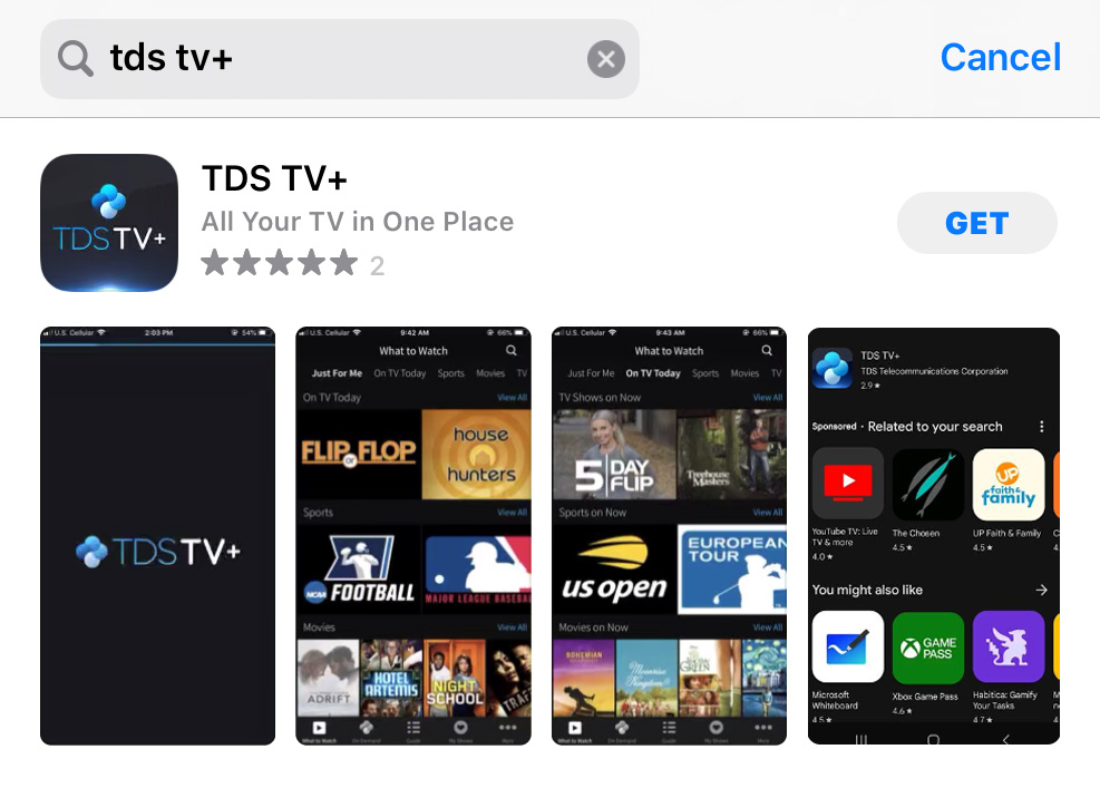 app store tds tv+ search results