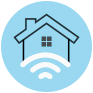 Home icon with wifi signals coming from the bottom